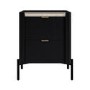 GRADE A2 - Wide Black Marble Top 2-Drawer Bedside Table - Gio