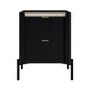 ALMOST PERFECT - Wide Black Marble Top 2-Drawer Bedside Table - Gio