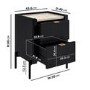 ALMOST PERFECT - Wide Black Marble Top 2-Drawer Bedside Table - Gio