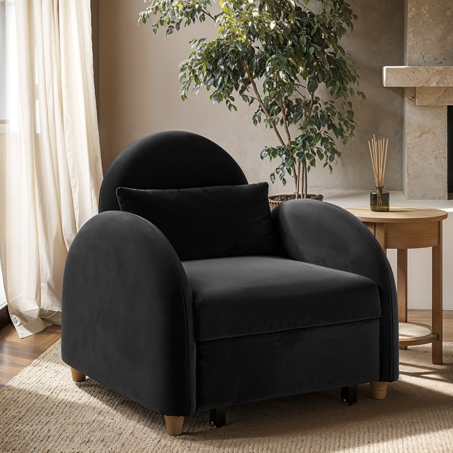 Dark Grey Velvet Chair Bed - Gene