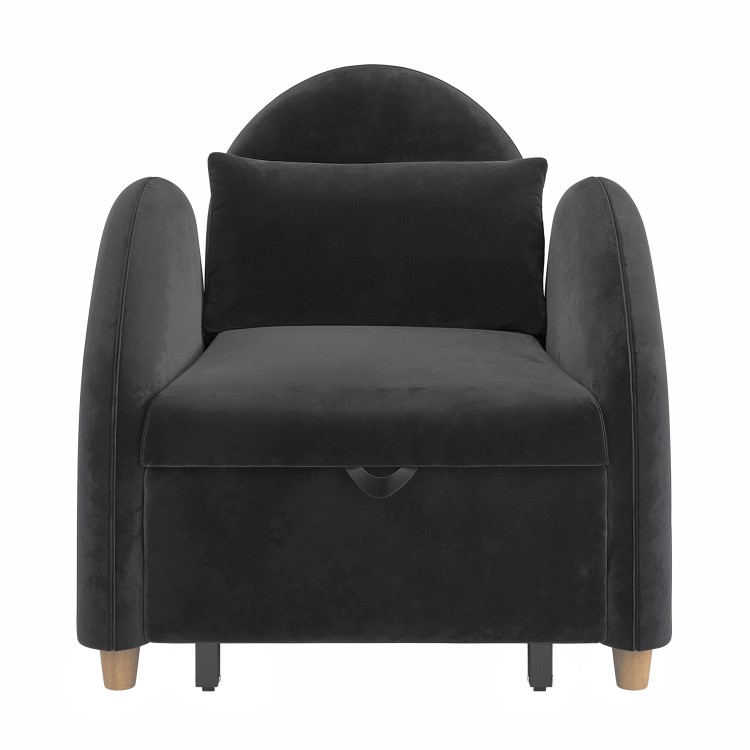 Dark Grey Velvet Chair Bed - Gene