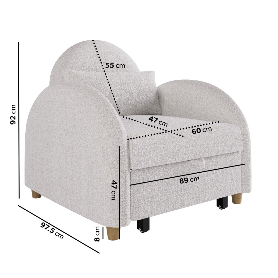 Beige Boucle Sofa Bed - Gene