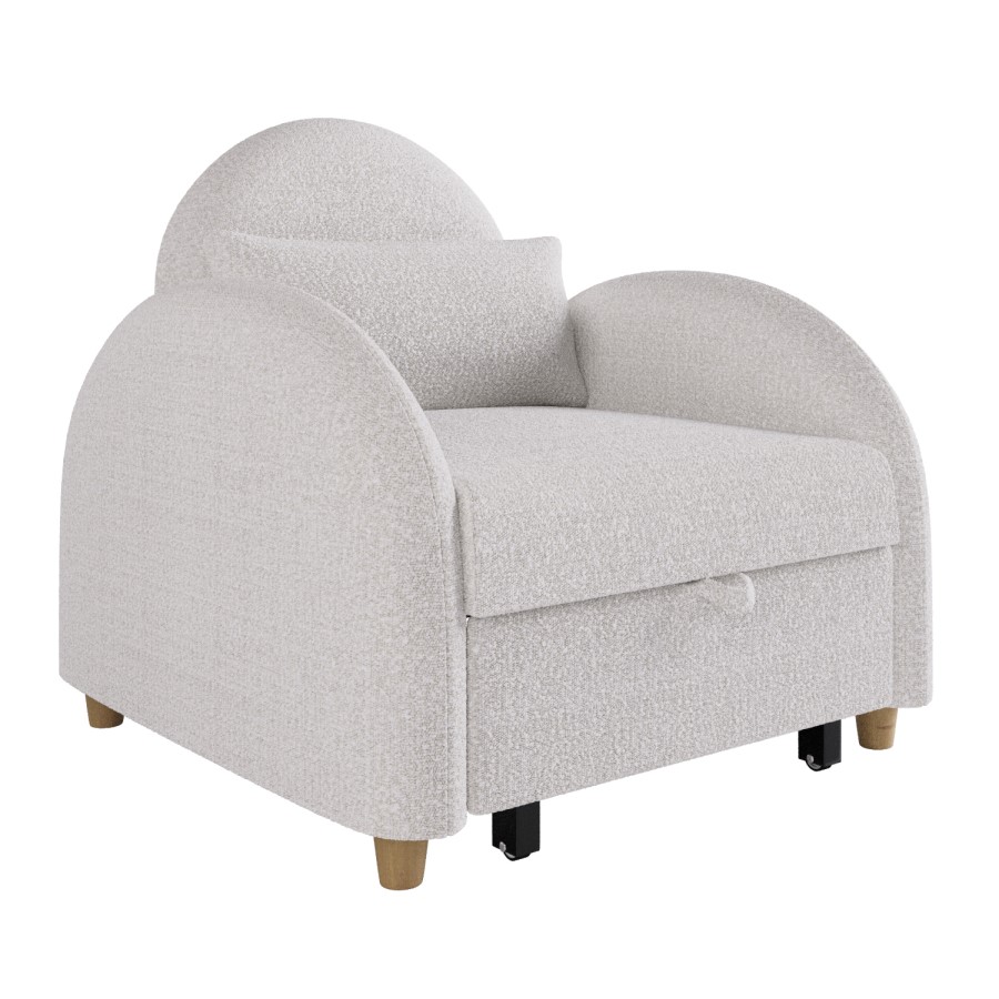 Beige Boucle Sofa Bed - Gene
