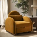 GNE003 Caramel Velvet Armchair Bed - Gene