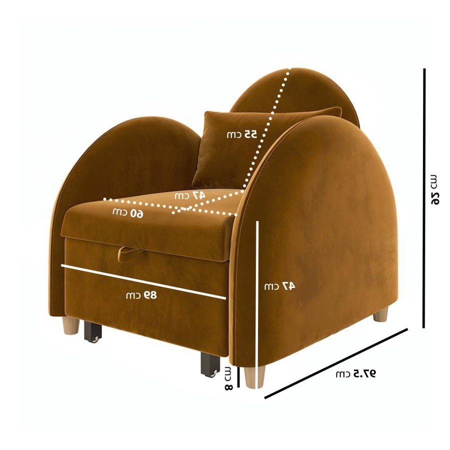 Caramel Velvet Armchair Bed - Gene