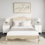 GRADE A1 - Wooden French King Size Bed Upholstered in Linen Fabric - Genevieve 