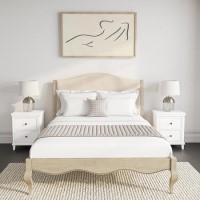 GRADE A1 - Wooden French King Size Bed Upholstered in Linen Fabric - Genevieve 