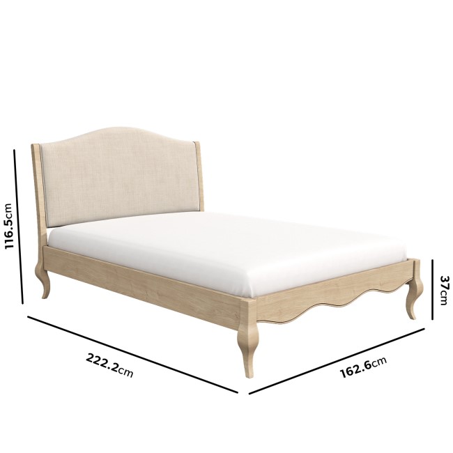 French Beige Linen King Size Bed Frame - Genevieve