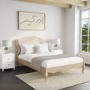 GRADE A1 - Wooden French King Size Bed Upholstered in Linen Fabric - Genevieve 