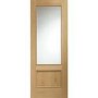 Internal Oak Andria with Clear Bevelled Glass and Raised Mouldings - Unfinished, 1981 x 762 x 35 mm