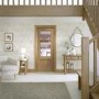 Internal Oak Andria with Clear Bevelled Glass and Raised Mouldings - Unfinished, 1981 x 838 x 35 mm