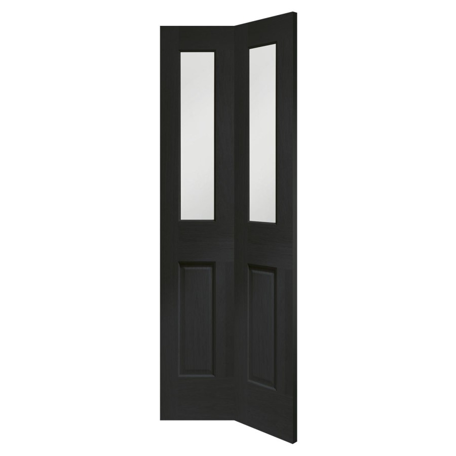 Internal Oak Malton Bi-Fold with Clear Bevelled Glass - Unfinished, 1981 x 762 x 35 mm