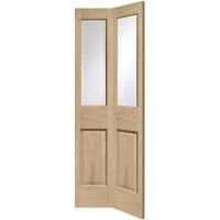 Internal Oak Malton Bi-Fold with Clear Bevelled Glass - Unfinished, 1981 x 762 x 35 mm
