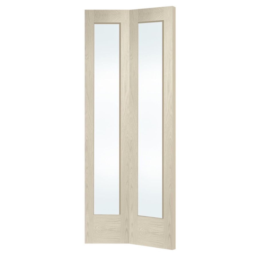 Internal Oak Pattern 10 Bi-Fold with Clear Glass - Unfinished, 1981 x 762 x 35 mm