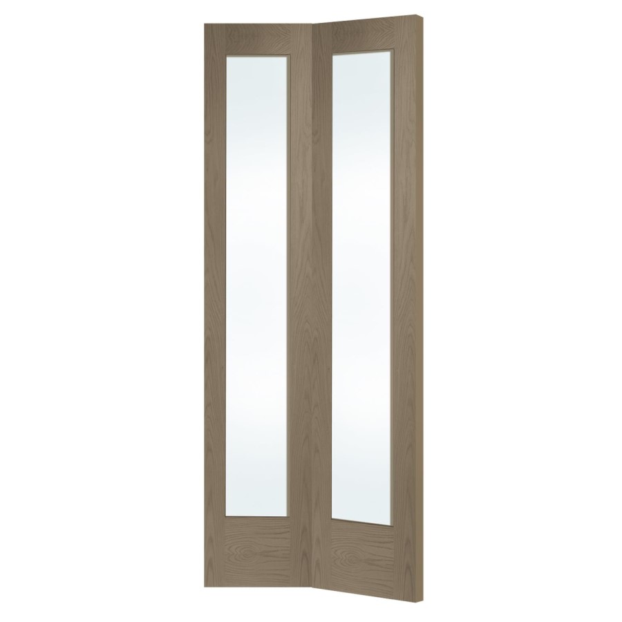 Internal Oak Pattern 10 Bi-Fold with Clear Glass - Unfinished, 1981 x 762 x 35 mm