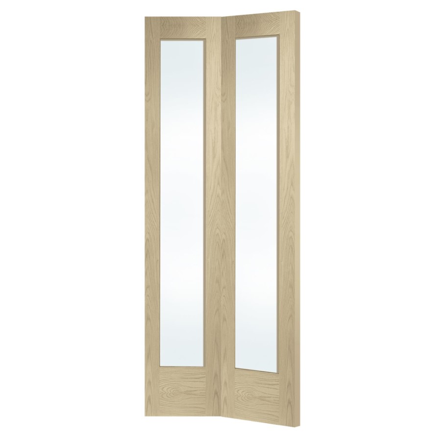 Internal Oak Pattern 10 Bi-Fold with Clear Glass - Unfinished, 1981 x 762 x 35 mm