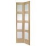 Internal Oak Shaker 4 Panel Bi-Fold Door with Clear Glass - Unfinished, 1981 x 762 x 35 mm