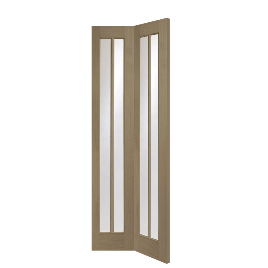 Worcester Internal Oak Bi-Fold Door with Clear Glass - Unfinished, 1981 x 686 x 35 mm