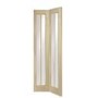 Worcester Internal Oak Bi-Fold Door with Clear Glass - Unfinished, 1981 x 762 x 35 mm