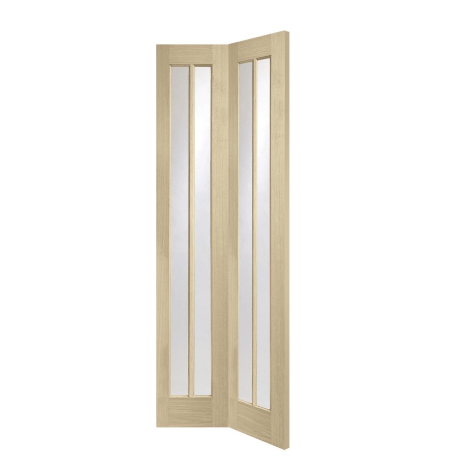 Worcester Internal Oak Bi-Fold Door with Clear Glass - Unfinished, 1981 x 762 x 35 mm
