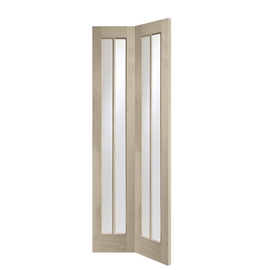 Worcester Internal Oak Bi-Fold Door with Clear Glass - Unfinished, 1981 x 762 x 35 mm