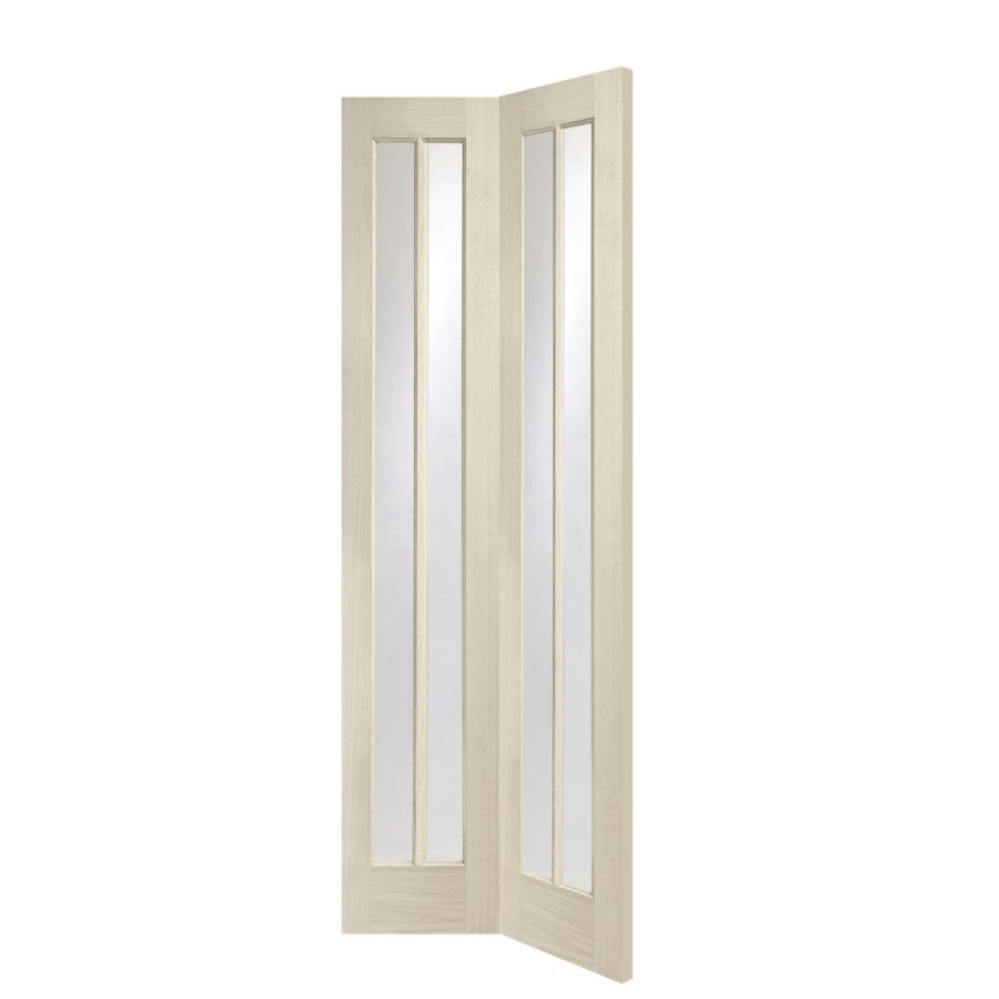 Worcester Internal Oak Bi-Fold Door with Clear Glass - Unfinished, 1981 x 762 x 35 mm