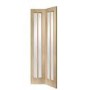 Worcester Internal Oak Bi-Fold Door with Clear Glass - Unfinished, 1981 x 762 x 35 mm