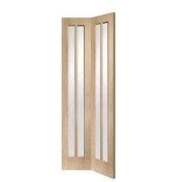 Worcester Internal Oak Bi-Fold Door with Clear Glass - Unfinished, 1981 x 762 x 35 mm