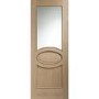 Internal Oak Calabria with Clear Bevelled Glass and Raised Mouldings - Unfinished, 1981 x 838 x 35 mm
