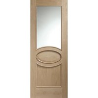 Internal Oak Calabria with Clear Bevelled Glass and Raised Mouldings - Unfinished, 1981 x 838 x 35 mm