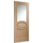Internal Oak Calabria with Clear Bevelled Glass and Raised Mouldings - Unfinished, 1981 x 838 x 35 mm