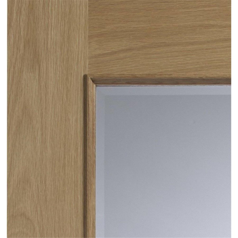 Internal Oak Calabria with Clear Bevelled Glass and Raised Mouldings - Unfinished, 1981 x 838 x 35 mm