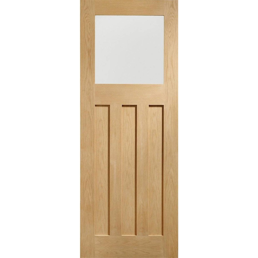 Internal Oak Glazed 1930s Door with Opaque Glass - Unfinished - 1981 x 762 x 35mm - DX - XL Joinery