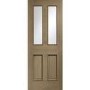 Malton With Raised Mouldings Internal Oak Door with Clear Bevelled Glass - Unfinished, 1981 x 762 x 35 mm
