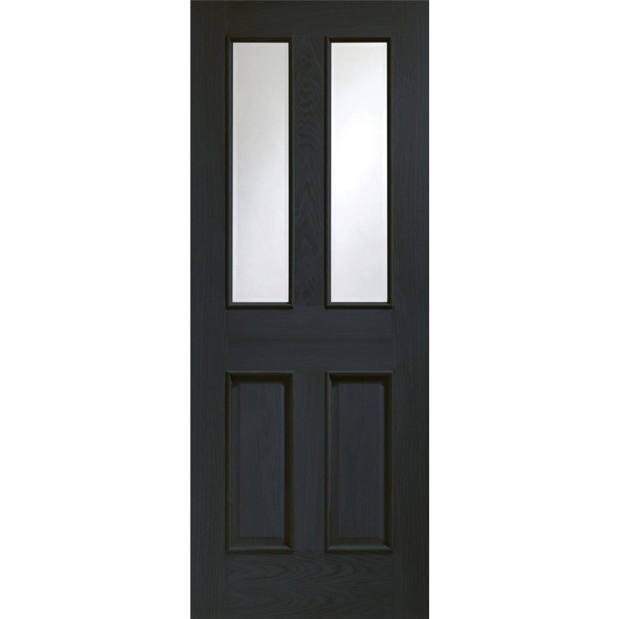 Malton With Raised Mouldings Internal Oak Door with Clear Bevelled Glass - Unfinished, 1981 x 762 x 35 mm