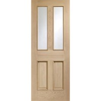 Malton With Raised Mouldings Internal Oak Door with Clear Bevelled Glass - Unfinished, 1981 x 762 x 35 mm
