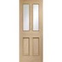 Malton With Raised Mouldings Internal Oak Door with Clear Bevelled Glass - Unfinished, 1981 x 762 x 35 mm