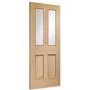 Malton With Raised Mouldings Internal Oak Door with Clear Bevelled Glass - Unfinished, 1981 x 762 x 35 mm