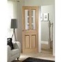 Malton With Raised Mouldings Internal Oak Door with Clear Bevelled Glass - Unfinished, 1981 x 762 x 35 mm