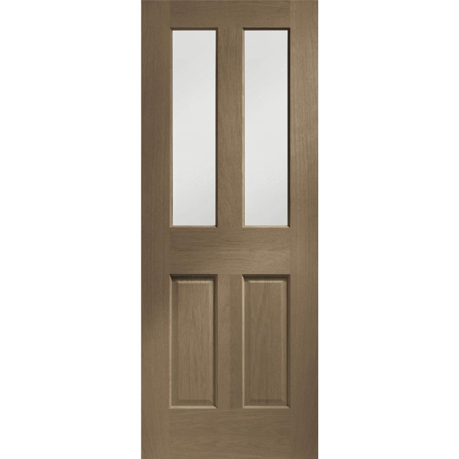 Internal Oak Malton Door with Clear Bevelled Glass - Unfinished, 1981 x 762 x 35 mm