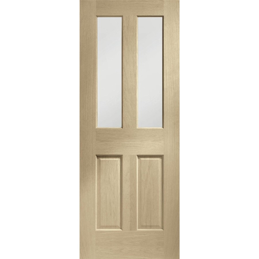Internal Oak Malton Door with Clear Bevelled Glass - Unfinished, 1981 x 762 x 35 mm