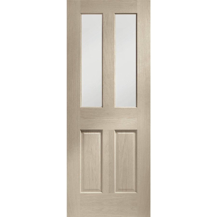 Internal Oak Malton Door with Clear Bevelled Glass - Unfinished, 1981 x 762 x 35 mm