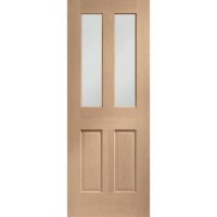 Internal Oak Malton Door with Clear Bevelled Glass - Unfinished, 1981 x 762 x 35 mm