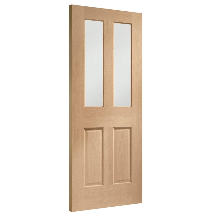 Internal Oak Malton Door with Clear Bevelled Glass - Unfinished, 1981 x 762 x 35 mm