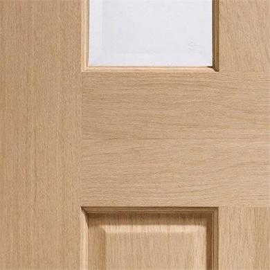 Internal Oak Glazed Victorian 4-Panel Door with Clear Bevelled Glass - Unfinished - 2040 x 626 x 40mm - Victoria - XL Joinery
