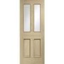 Malton With Raised Mouldings Internal Oak Door with Clear Bevelled Glass - Unfinished, 2040 x 726 x 40 mm