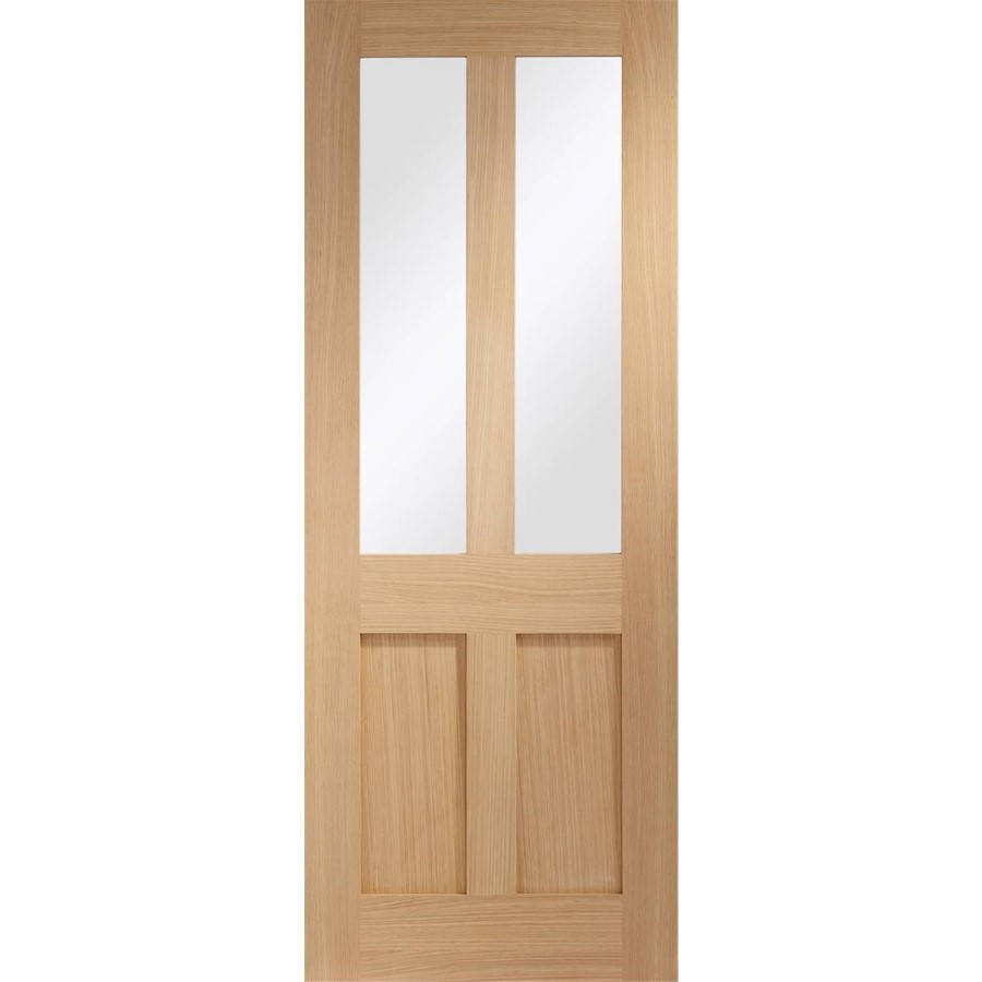 Internal Oak Glazed Victorian 4-Panel Shaker Door with Clear Glass - Unfinished - 1981 x 762 x 35mm - Victoria - XL Joinery