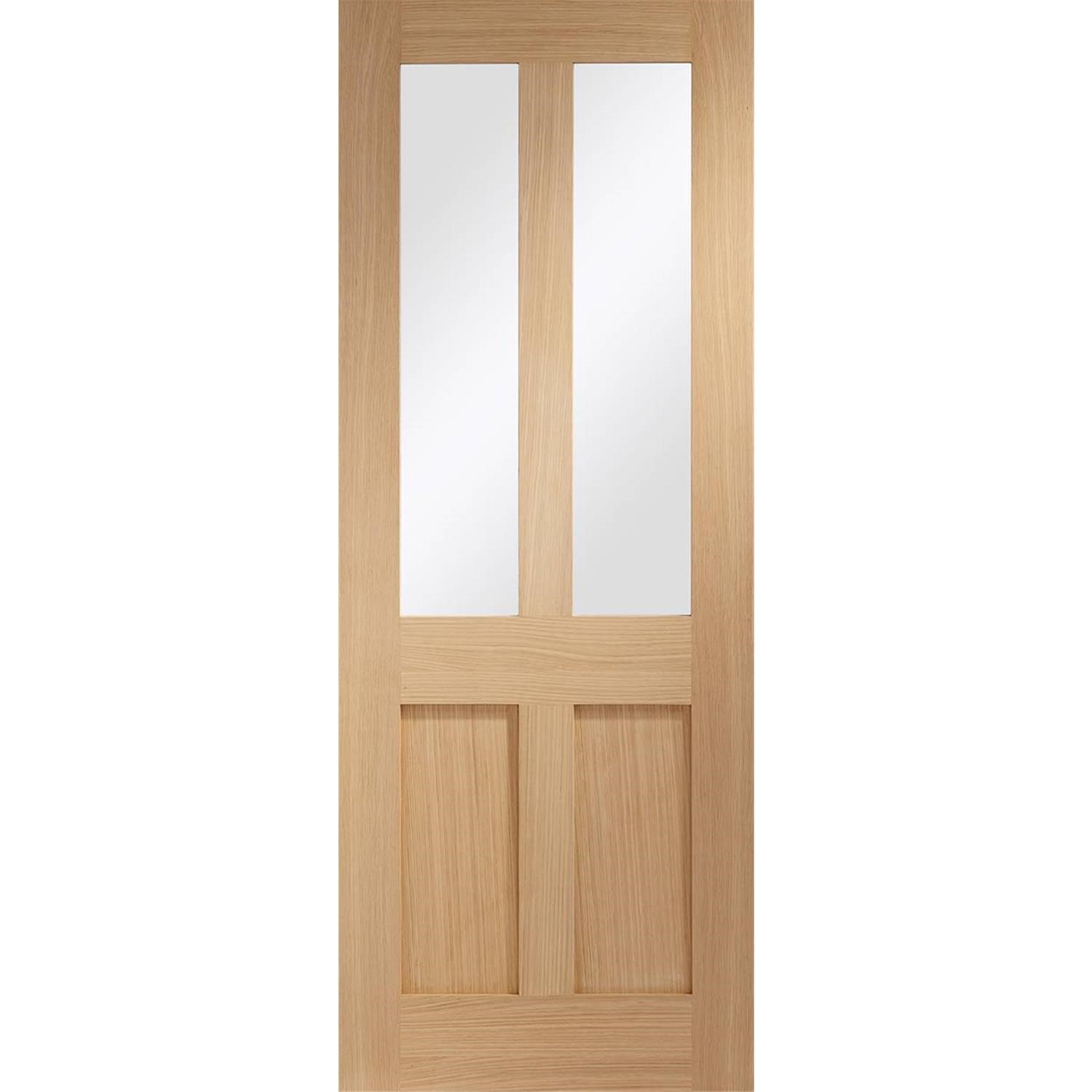 Xl Joinery Brown Internal Oak Malton Shaker Door With Clear Glass - Pre-Finished - 2040 X 726 X 40Mm - Victoria