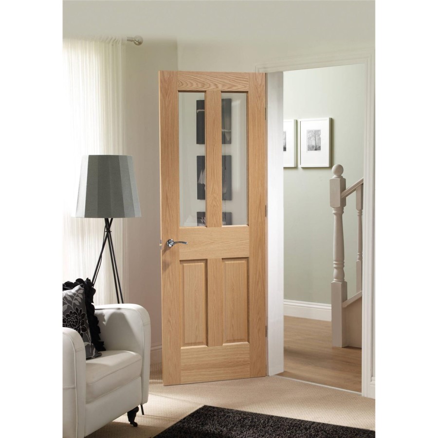 Malton Shaker Internal Oak Door with Clear Glass - Unfinished, 1981 x 838 x 35 mm