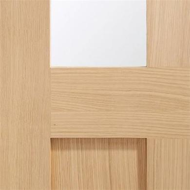 Internal Oak Glazed Victorian 4-Panel Shaker Door with Clear Glass - Unfinished - 2040 x 926 x 40mm - Victoria - XL Joinery